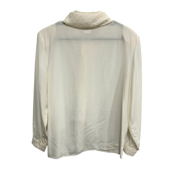 Vintage Lauren Lee White Button Up Blouse Pleated Collar Size 14 - Picture 2 of 9